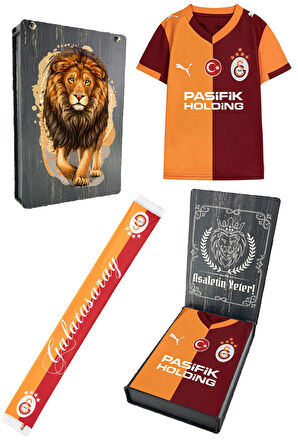 Galatasaray Orijinal Lisanslı 2025/26 Sarı Kırmızı Taraftar Çocuk Forma + Şal Kaşkol Set 