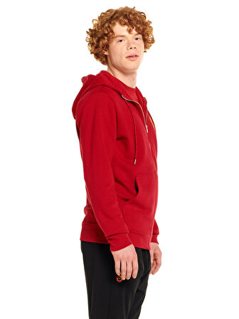 Galatasaray Orijinal Lisanslı Tam Fermuarlı Uzun Kollu Kırmızı Sweat