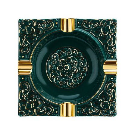 Lubinski Kabartma Motif Porselen Puro Küllüğü Yeşil/Gold 4lü
