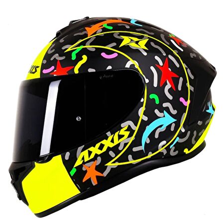 Axxis Draken Crazy Matt Fluor - Yellow Full Face Motosiklet Kaski