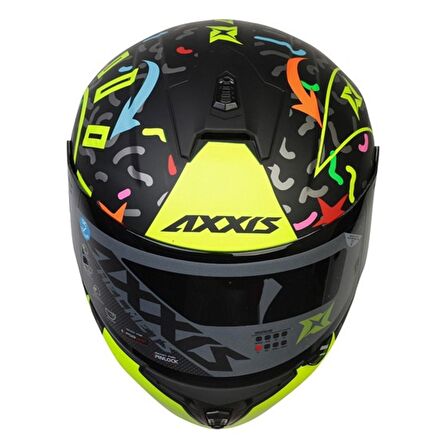 Axxis Draken Crazy Matt Fluor - Yellow Full Face Motosiklet Kaski