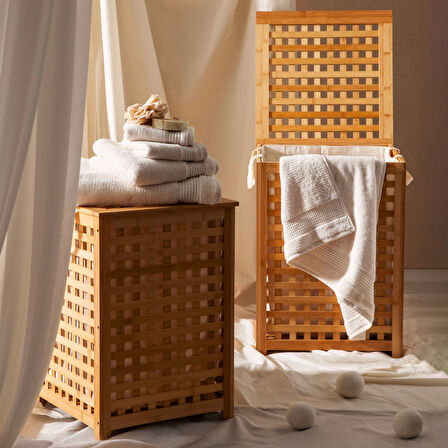 Bambu Çamaşır Sepeti 62x45 cm Natural