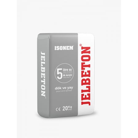 İSONEM JELBETON GRİ 20 KG – ÇİMENTO ESASLI KENDİLİĞİNDEN YAYILAN RENKLİ ZEMİN KAPLAMA HARCI