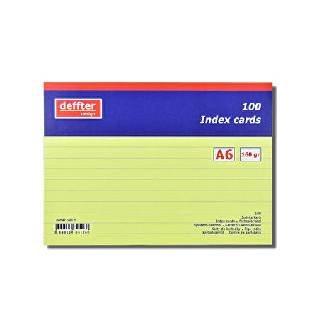 Deffter İndex Kartı A6 Sarı Çizgili 641260