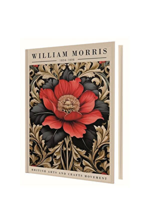 14X20 RED FLOWER ( WILLIAM MORRIS ) SERT KAPAK ÇİZGİLİ DEFTER 96 YP