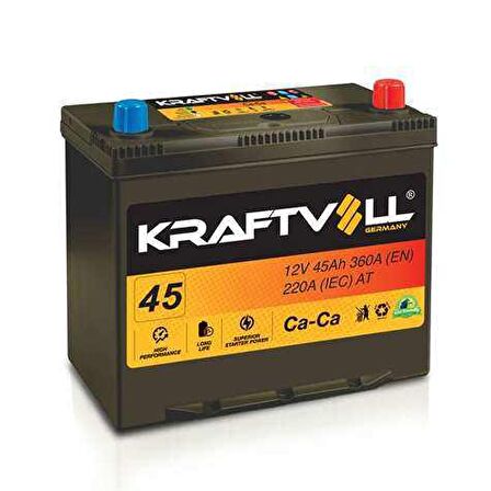 AKU 12V 45 AH NS60 238x129x227 DAR TAM KAPALI  TIRNAKLI - KRAFTVOLL 18010003