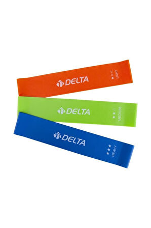 Delta Latex 3'lü Aerobik Pilates Direnç Egzersiz Bandı Squat Çalışma Lastiği (Uç Kısmı Kapalı)