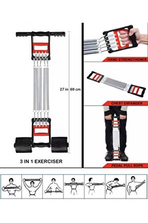 El Ayak Göğüs Yayı Çelik Yay Spor Aleti 5 Kademe Sertlik Ayarlanabilir Lyt.2234