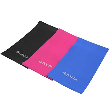 Delta 3 'lü Pilates Bandı 120 Cm x 15 Cm Egzersiz Direnç Lastiği Hafif-Orta-Sert Direnç