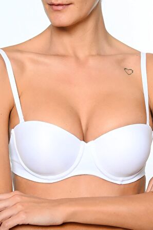 Pierre Cardin Kadın Balenli Straplez Şeffaf Askılı Destekli Micro Sütyen 6026 - Beyaz