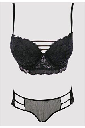 Pierre Cardin Paris Balenli Boş Kap Sütyen Takımı 4750 - Siyah