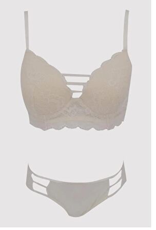 Pierre Cardin Kadın Push Up Regular Destekli Sütyen Takımı 4751 - Ekru