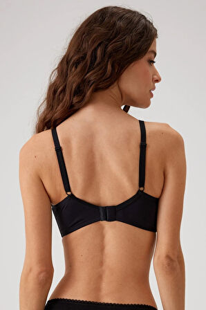 Kadın Siyah 6104 Barcelona Balenli Desteksiz Göğüsü Kavrayan Kalın Askılı Tek Micro Sütyen