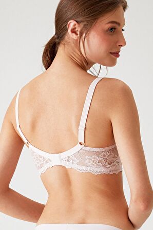 Kadın Ekru 6209 Barcelona Balenli Desteksiz Kalin Askili Dantelli Toparlayici Sütyen