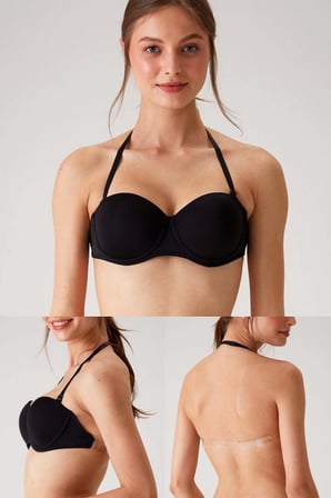 Siyah 6027 Pisa Push-up Straplez Multi Function Sütyen