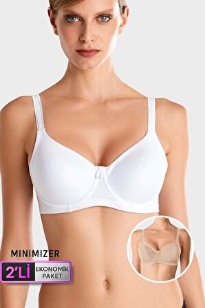 2'li Ekonomik Paket Beyaz-ten 7001 Balenli Minimizer Toparlayici Sütyen Set(dd Cup Seçenekli)