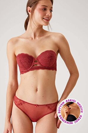 2'li Ekonomik Paket Siyah-Pink Nude 6807 Kansas Dantelli Micro Saten Sütyen Set (D Cup Seçeneğiyle)
