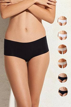6'lı Ekonomik Paket Lazer Kesim Clean Cut Seamless İz Yapmayan Micro Shortie Külot