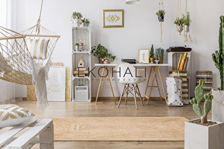 Echo Koleksiyonu Jüt ile üretilen el dokuma sisal kilim Natural ECH10