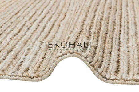Fine Koleksiyonu Jüt ile üretilen el dokuma sisal kilim Dark Natural
