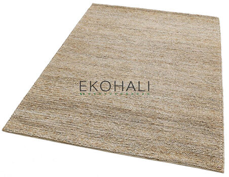 Fine Koleksiyonu Jüt ile üretilen el dokuma sisal kilim Dark Natural