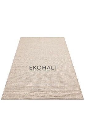Jade Koleksiyonu Yün ile üretilen örme el halısı Basketweave Beige
