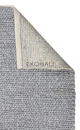 Jade Koleksiyonu Yün ile üretilen örme el halısı Basketweave Grey