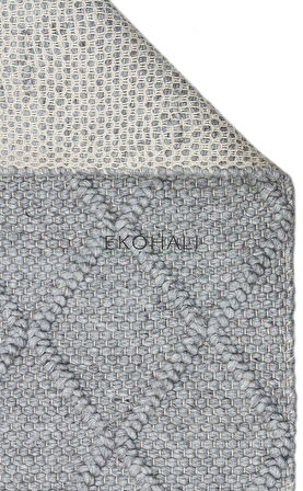 Jade Koleksiyonu Yün ile üretilen örme el halısı Diamond Grey