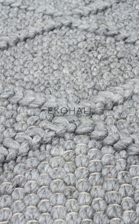 Jade Koleksiyonu Yün ile üretilen örme el halısı Diamond Grey