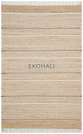 Juno Koleksiyonu Jüt ile üretilen el dokuma sisal kilim ECH 05 Natural Grey