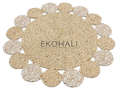 Patna Koleksiyonu Jüt Örgü Halı PTN 03 Natural White