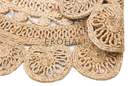 Solo Koleksiyonu Jüt ile üretilen el dokuma sisal kilim CA-105 Dhurrie XW
