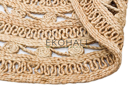 Solo Koleksiyonu Jüt ile üretilen el dokuma sisal kilim CA-106 Dhurrie XW