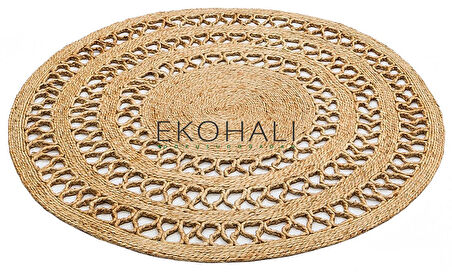 Solo Koleksiyonu Jüt ile üretilen el dokuma sisal kilim CA-107 Natural