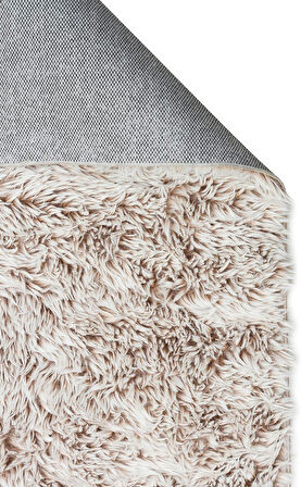 Angora Koleksiyonu Uzun Tüylü Suni Kürk Halı ANG Plain Bej