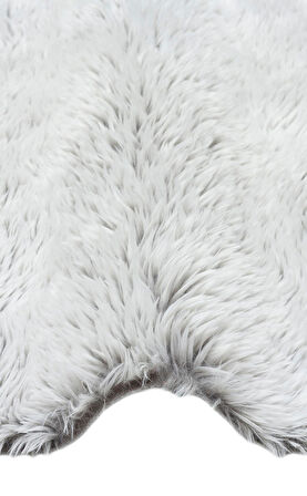 Angora Koleksiyonu Uzun Tüylü Suni Kürk Halı ANG Plain Gri