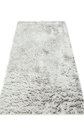 Angora Koleksiyonu Uzun Tüylü Suni Kürk Halı ANG Plain Gri
