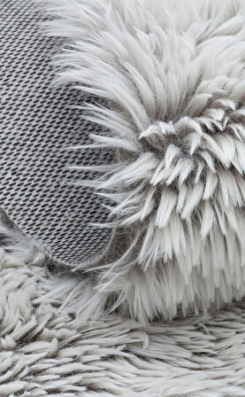 Angora Koleksiyonu Uzun Tüylü Suni Kürk Halı ANG Plain Gri