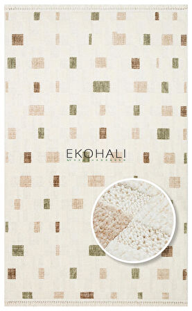 Joy Koleksiyonu Yumuşak Dokulu Tozsuz Halı JOY 02 Green Beige