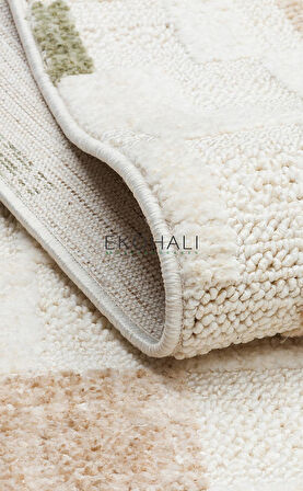Joy Koleksiyonu Yumuşak Dokulu Tozsuz Halı JOY 02 Green Beige