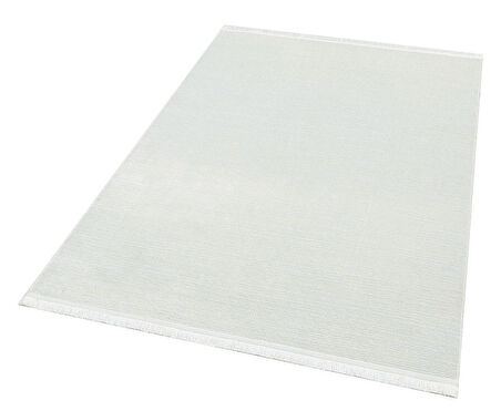 Sateen Koleksiyonu Makinede yıkanabilen, kolay kullanımlı kaymaz taban halı ST09 Beyaz