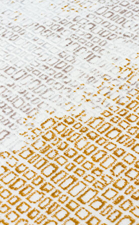 Sateen Koleksiyonu Makinede yıkanabilen, kolay kullanımlı kaymaz taban halı ST108 Krem Gold