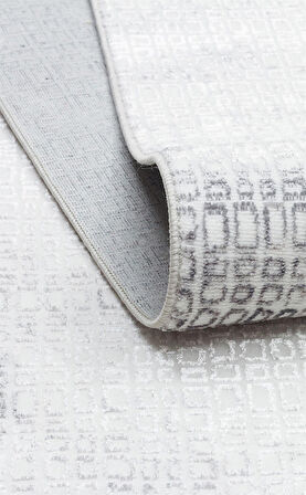 Sateen Koleksiyonu Makinede yıkanabilen, kolay kullanımlı kaymaz taban halı ST108 Krem Gri