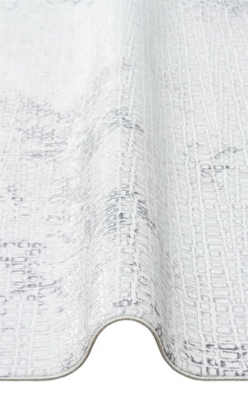 Sateen Koleksiyonu Makinede yıkanabilen, kolay kullanımlı kaymaz taban halı ST108 Krem Gri