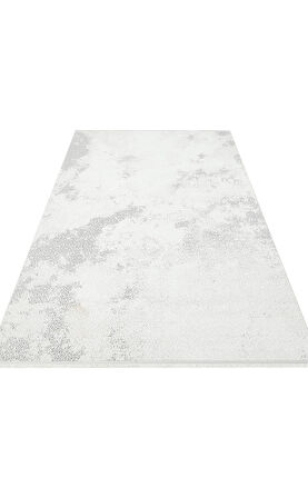Sateen Koleksiyonu Makinede yıkanabilen, kolay kullanımlı kaymaz taban halı ST108 Krem Gri