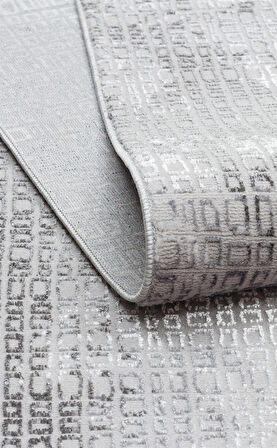 Sateen Koleksiyonu Makinede yıkanabilen, kolay kullanımlı kaymaz taban halı ST108 Koyu Gri