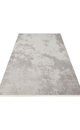 Sateen Koleksiyonu Makinede yıkanabilen, kolay kullanımlı kaymaz taban halı ST108 Koyu Gri