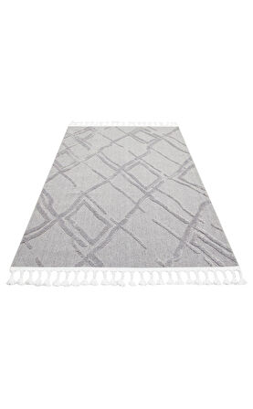 Terazzo Koleksiyonu Hav Toz Vermez Etnik Modern Desenli Yumuşak Halı TRZ03 Gri