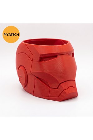 Iron Man Tasarımlı 3D Baskı Kırmızı Patlamış Mısır Kasesi Dekoratif Çerezlik Ve Masaüstü Organizer