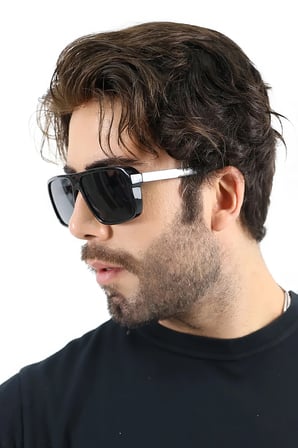Erkek Siyah Kare UV400 Güneş Gözlüğü 25-13 C2